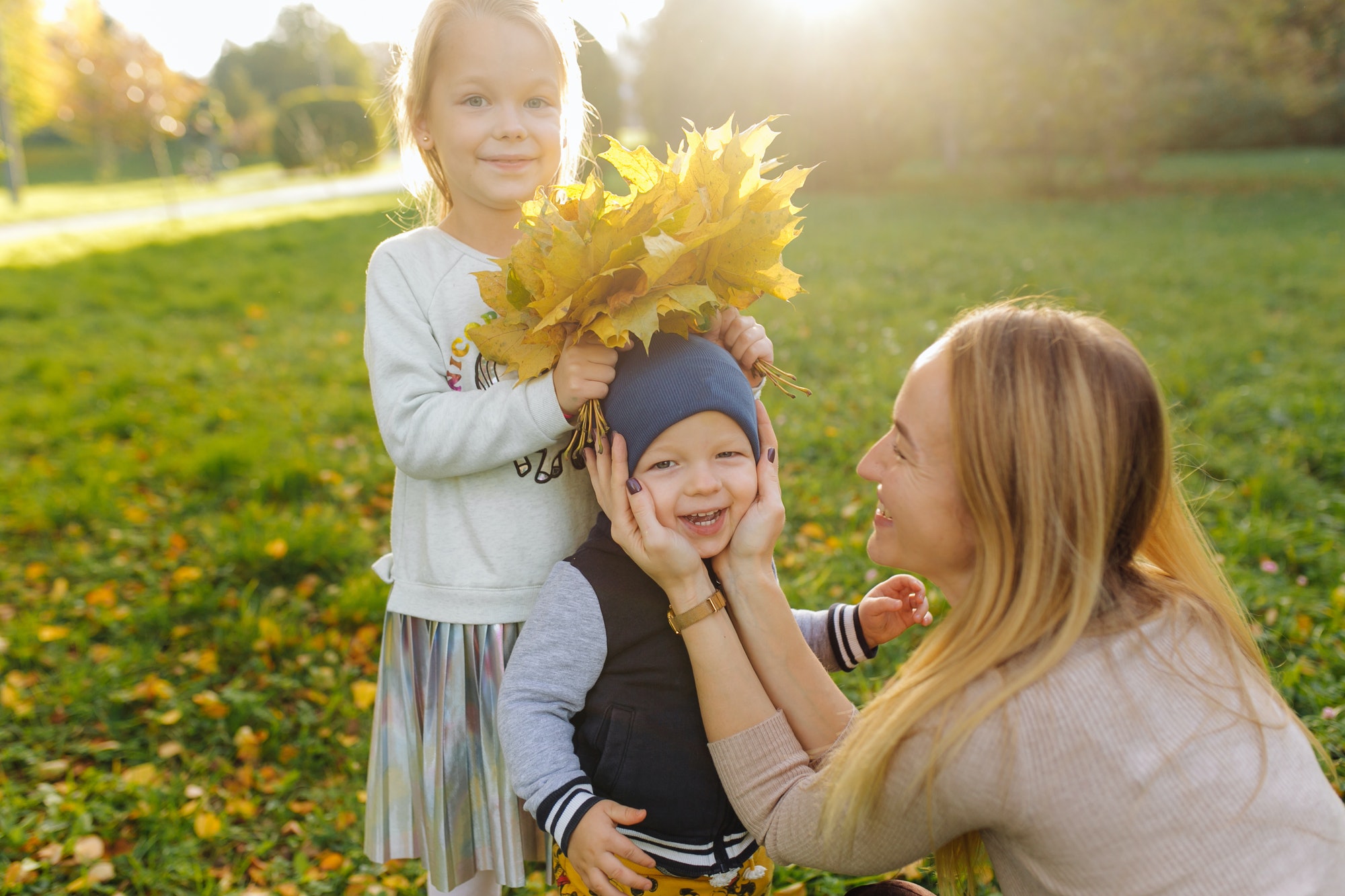 Happy family with children in the park