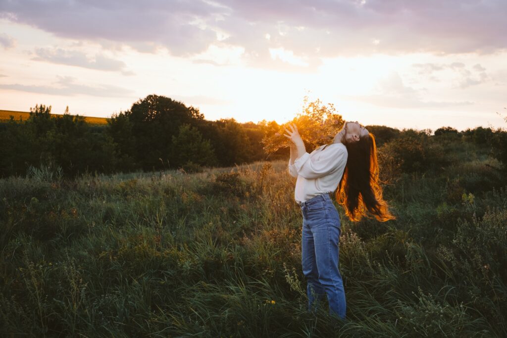 National Relaxation Day, relaxation practices, mental health, slow living concept. Young girl with