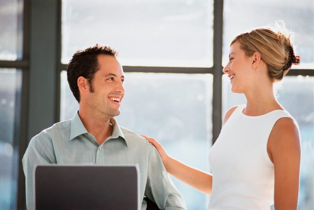 Business people laughing together